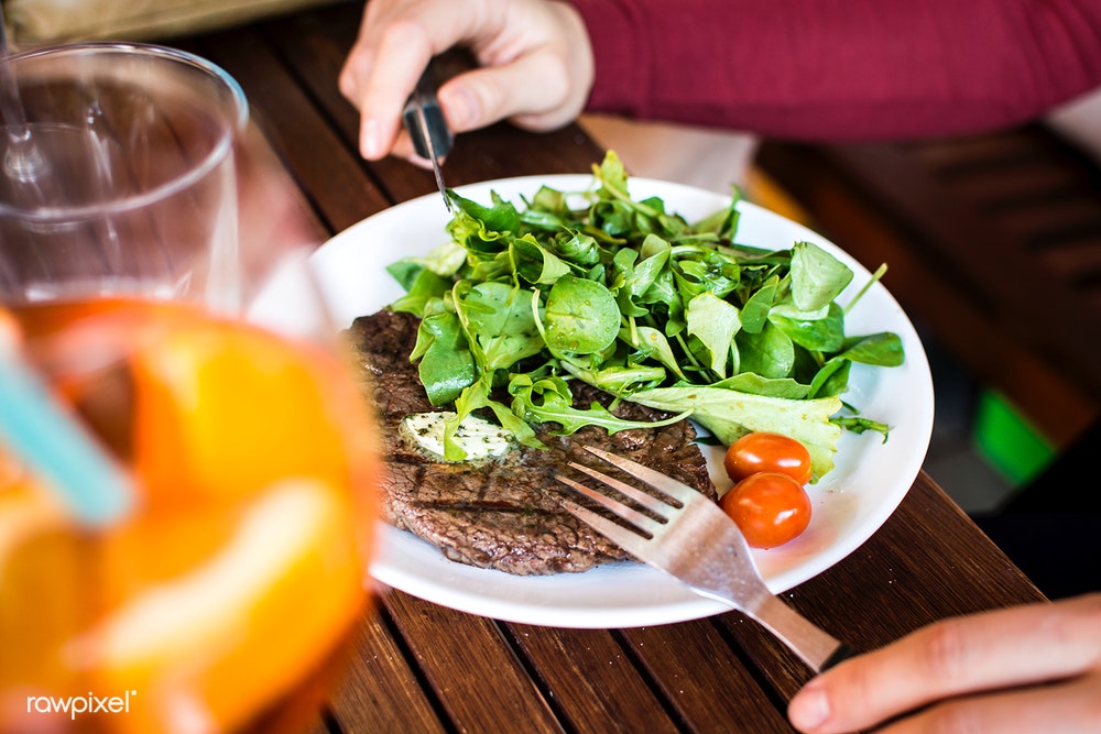 Barbequed Steak with greens