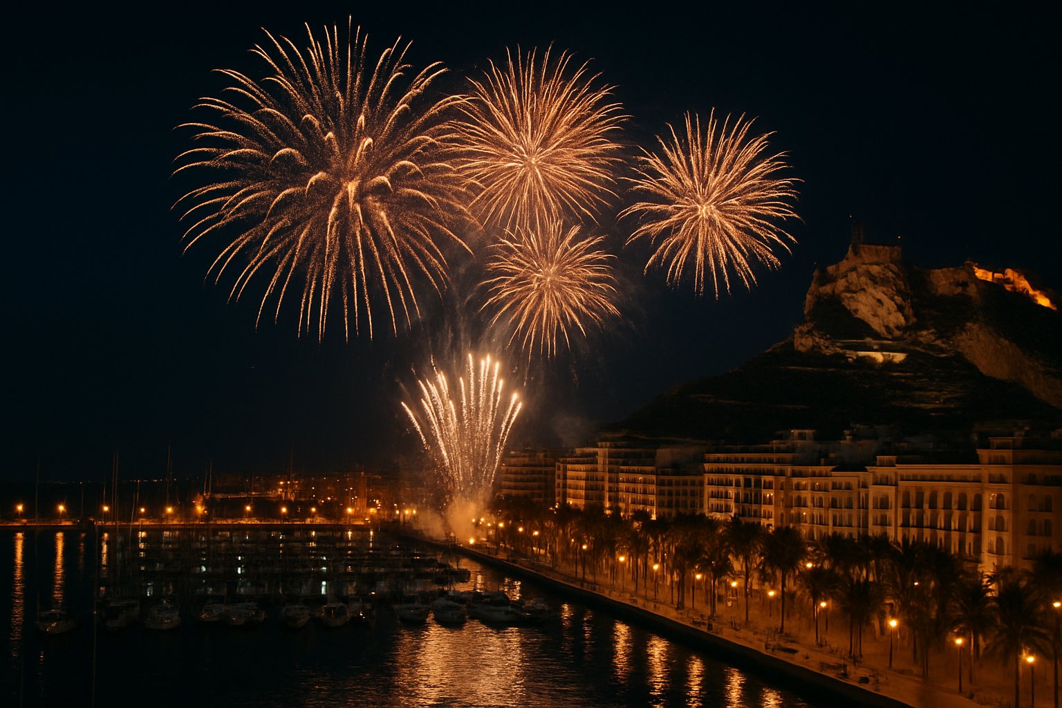 fireworks over harbour night